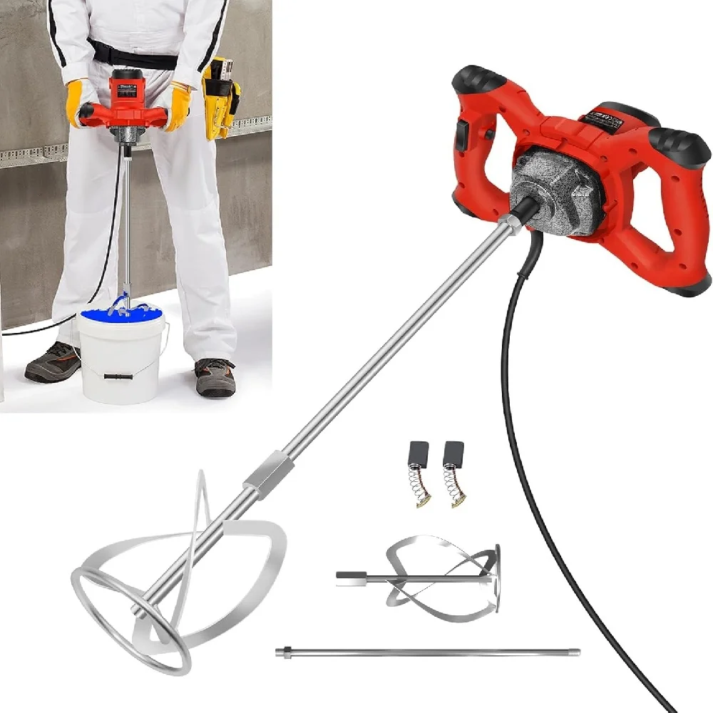 Handheld Paint Concrete Mixer Machine Paddle Mixer Adjustable 6 Speed Stirrer Electric Mix Stirring Tool M14 Mixing Rod 2800W