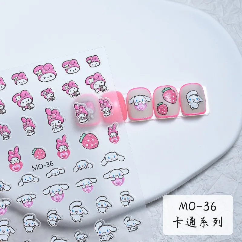 MINISO Cartoon Sanrio Nail Sticker HelloKitty Melody Kuromi Anime Stickers Nail Art Decoration DIY Press on Nails 3d Sticker