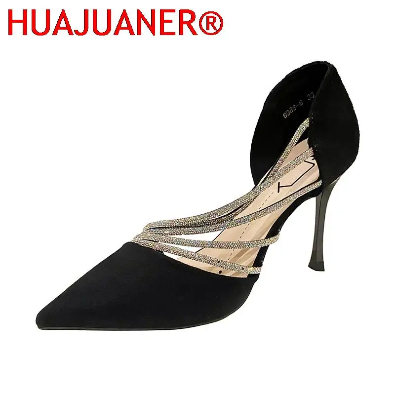 2023 Spring Luxury Women Rhineston Stiletto High Heels Pumps Scarpins Designer Lady Black Heels Wedding Party Bridal Prom Shoes