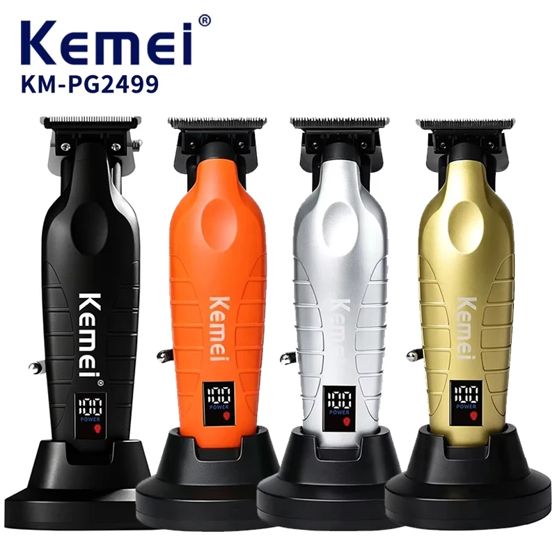 Kemei Km-PG2499 Cordless Hair Clipper for Men with 1200mAh Battery 7000rpm Ceramic Blade Dual Charging Base Beard Trimmer