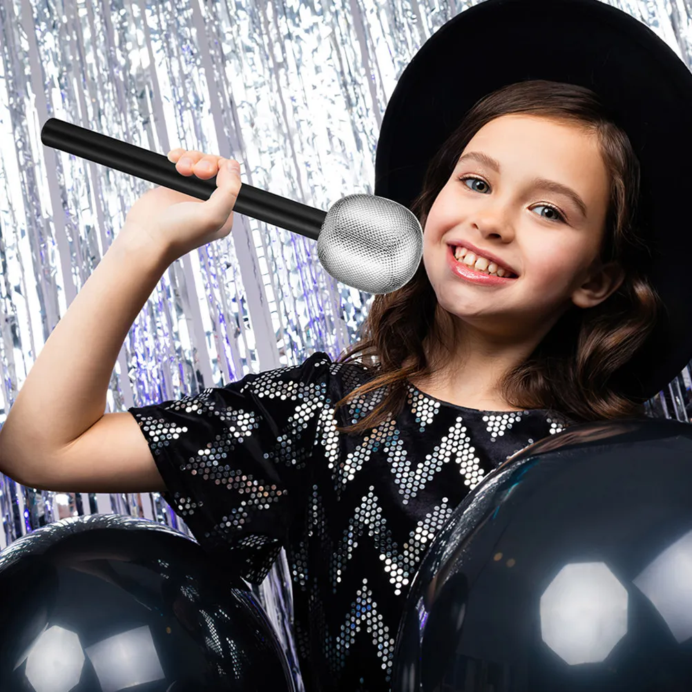 5Pcs Eye Catching Microphone Props for Party Games Costume Dress Up Disco Performances Stage Props Photo Session Pretend Mic