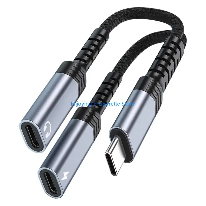 Tragbarer USB-C-Höradapter mit geflochtenem geteiltem Kabel, Kabel-Headset-Zugang für Musik, Anrufe und Reisen Y4QF – Detail 7