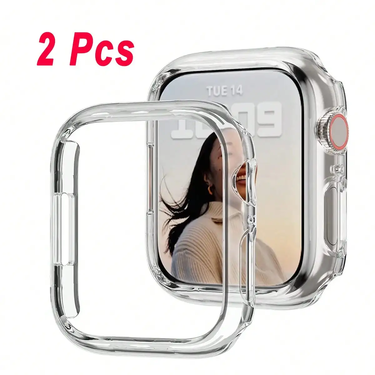 

2pcs Transparent Bumper Hard Watch Cases, Compatible With Apple Watch Cases, 38mm-49mm Sizes, Shock-Resistant And Fashionable