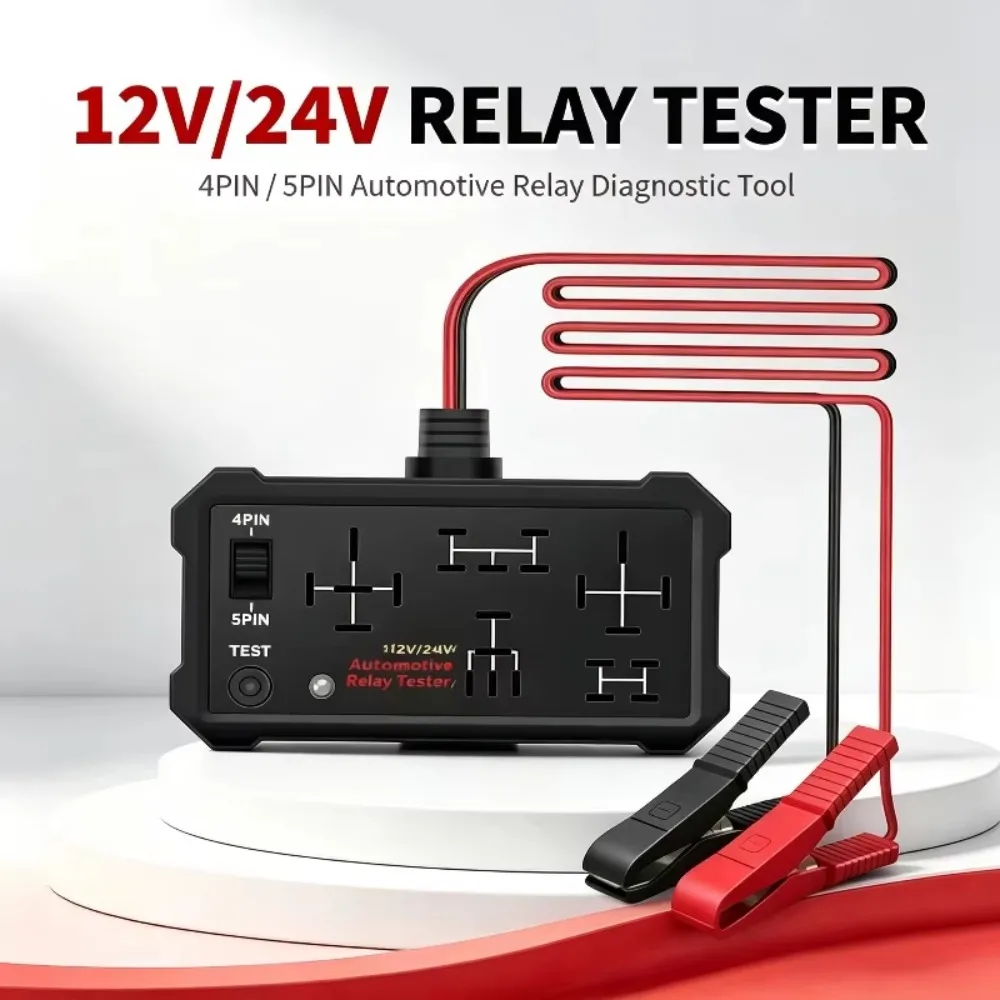 12V 24V Automotive Relay Tester 5 Socket Relay Test Tool for Car Truck Electrical System Diagnosis and Repair