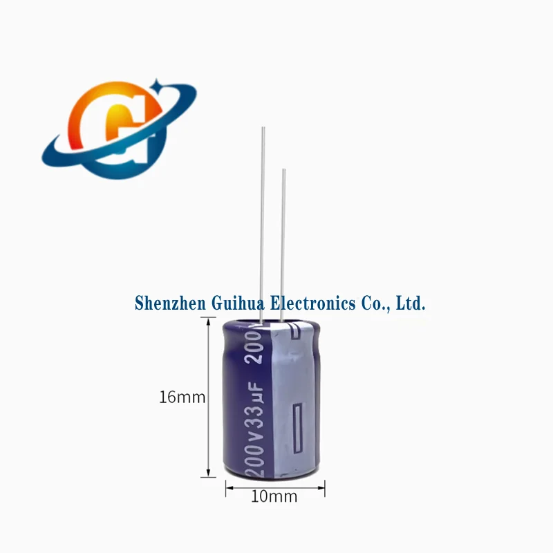 5pcs 200V33uf Brand New Genuine Long Life Electrolytic Capacitor Volume 10x16MM