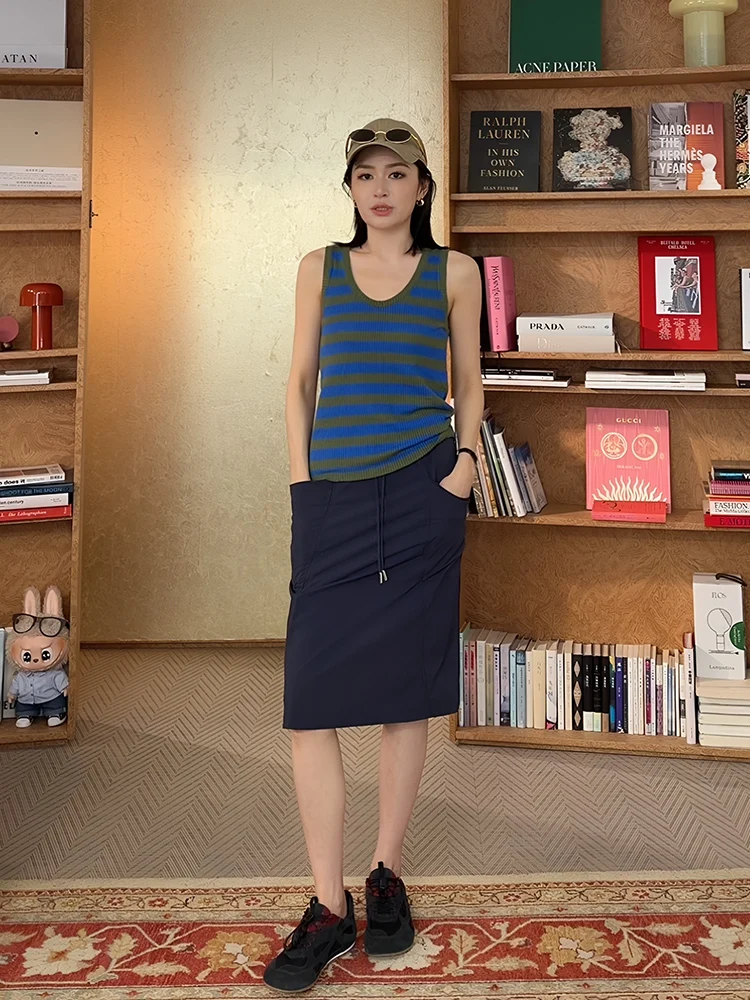 

Le Samedi High Waist Three-Proof Original Yarn Half Skirt Women Summer Workwear Slimming A-Line Skirt Casual Style