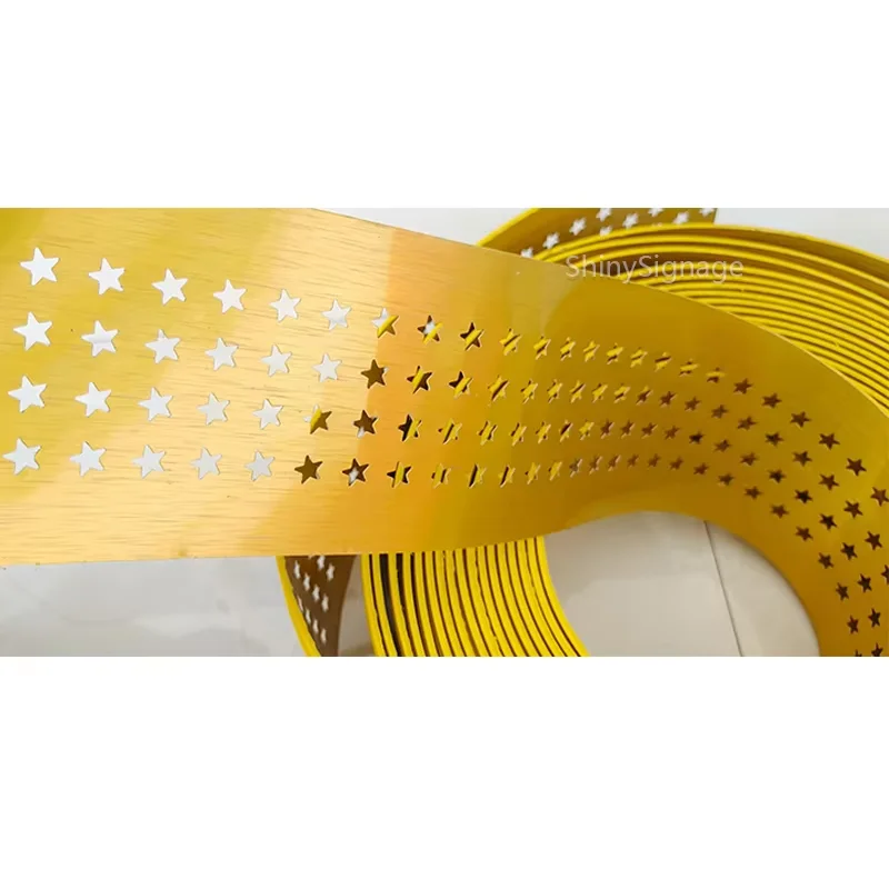 별 모양 구멍이 있는 알루미늄 판재 천공 채널 문자 스트립, 오각형 구멍 포함 수제 조명 간판 제작 재료