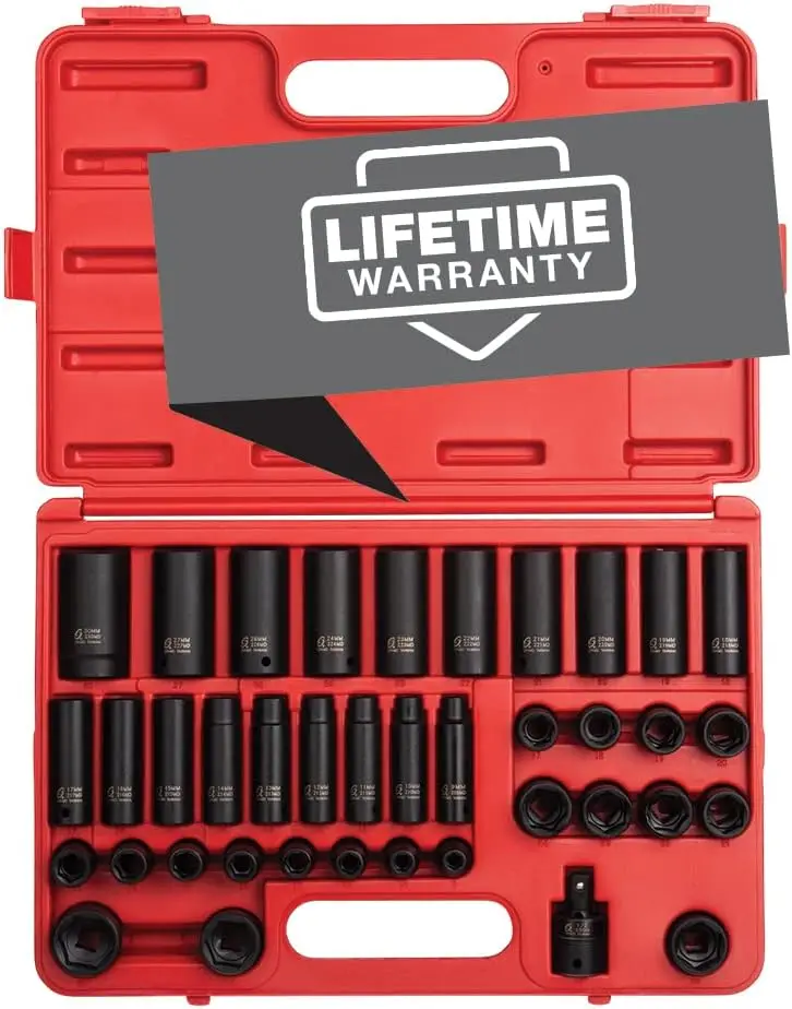 TOOLS 2669, 1/2 Inch Drive Master Impact Socket Set, 39-Piece,, 9mm-30mm, Standard/Deep, Cr-Mo Steel, Radius Corner Design, Dual