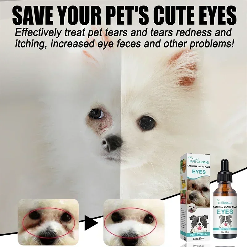 20ml Pet External Conditioning Eye Wash Tear Stain Removal Essence Dog and Cat Eye Feces Removal Pet Tear Stain Cleaner