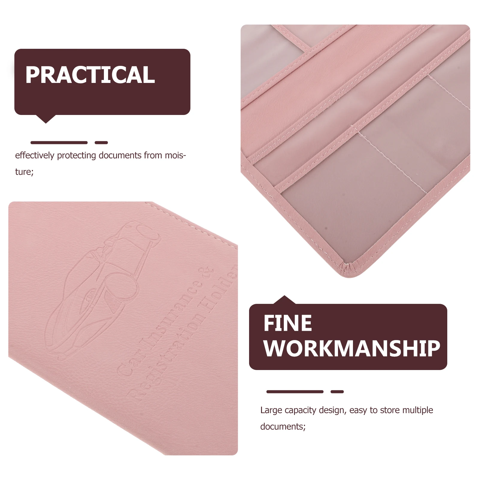 

Car Card Holder Large Capacity Waterproof Driver's License Case for Sunglasses Pink