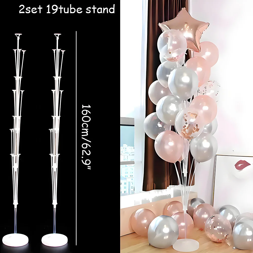 Runtowo 2 conjuntos de suporte de balão com base, suporte de coluna de balão para casamento, natal, ano novo, aniversário, formatura, decoração de festa