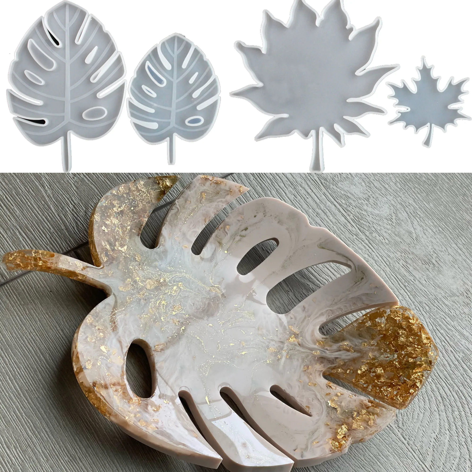 Palm Maple Leaf Silicone Molds for DIY UV Epoxy Coasters Resin Mould Jewelry Making Tools Moldes De Silicona 3d Silicone Molds