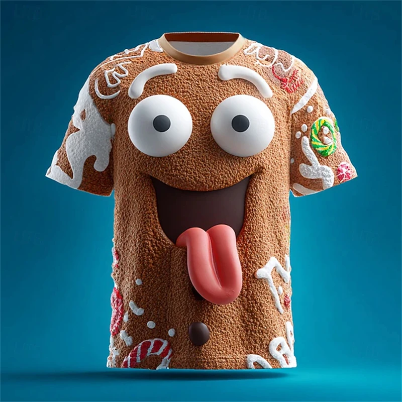 جديد مضحك الزنجبيل الرجال ثلاثية الأبعاد المطبوعة الرجال والنساء قصيرة الأكمام تي شيرت عادية تأثيري حلي تي شيرت هدايا عيد الميلاد قمة الحفلات #2