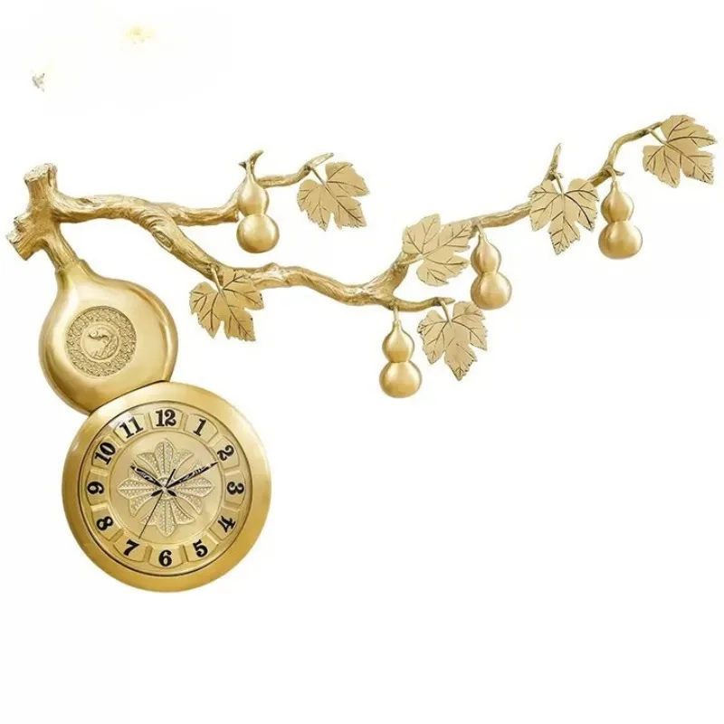 

Pure brass gourd new Chinese wall clock home living room