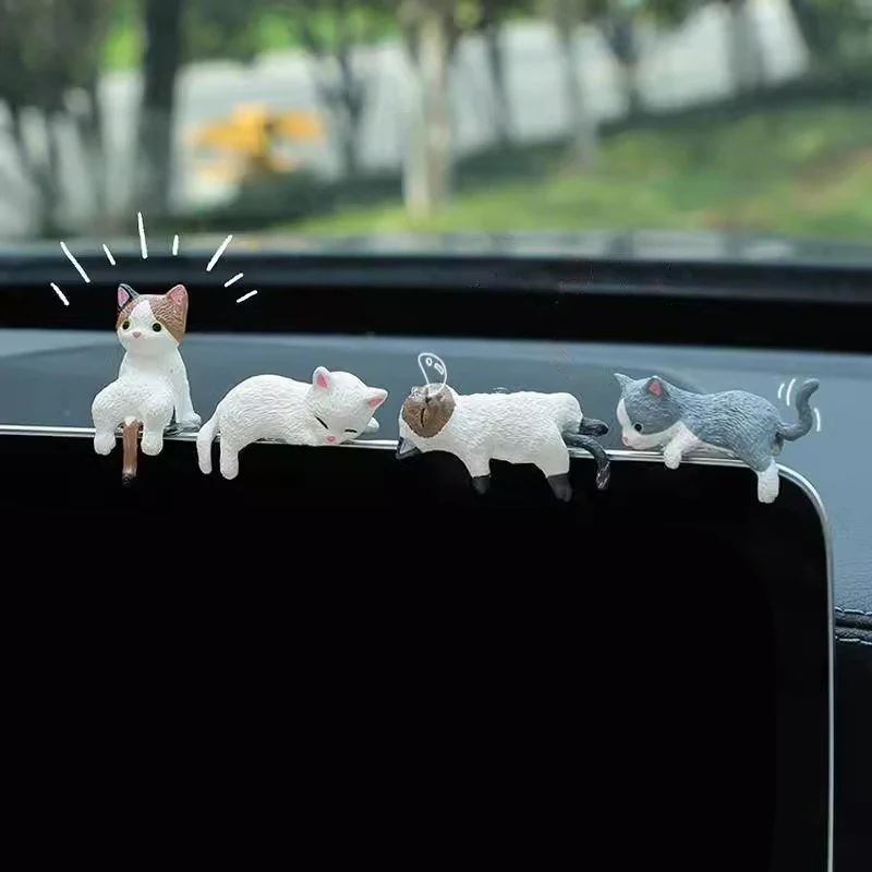 

New 5Pcs/Set Cute Sleeping Cat Doll Car Decoration Creative Auto Ornaments Cat Micro Landscape Model Accessories Gifts