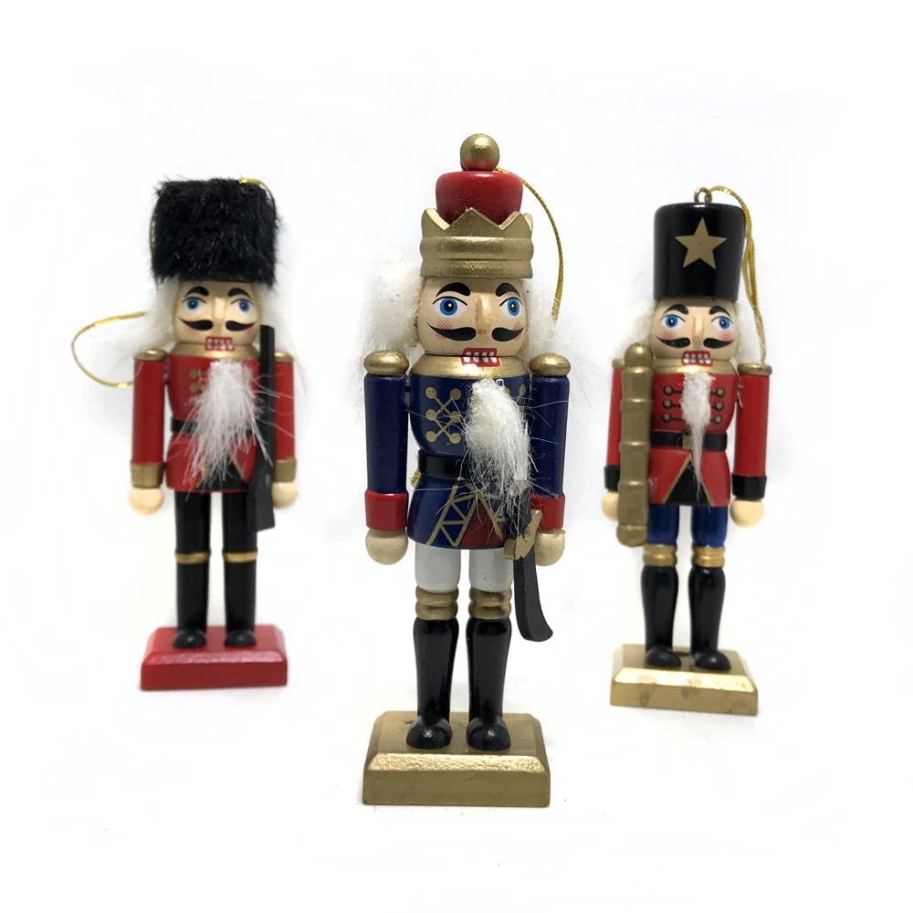 Ht141 Movable Doll Puppets Boutique 12cm Nutcracker New Soldier Walnuts People, Wood Hand-Painted Walnut Gifts 3pcs/Lot