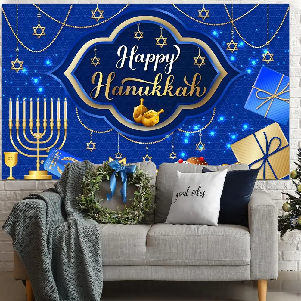 اليهودية سعيد هانوكا خلفية الشموع الخبز اليهودية يسوع مرتور الشمعدان حفلة الأسرة ديكور راية صورة تبادل لاطلاق النار الدعائم #4