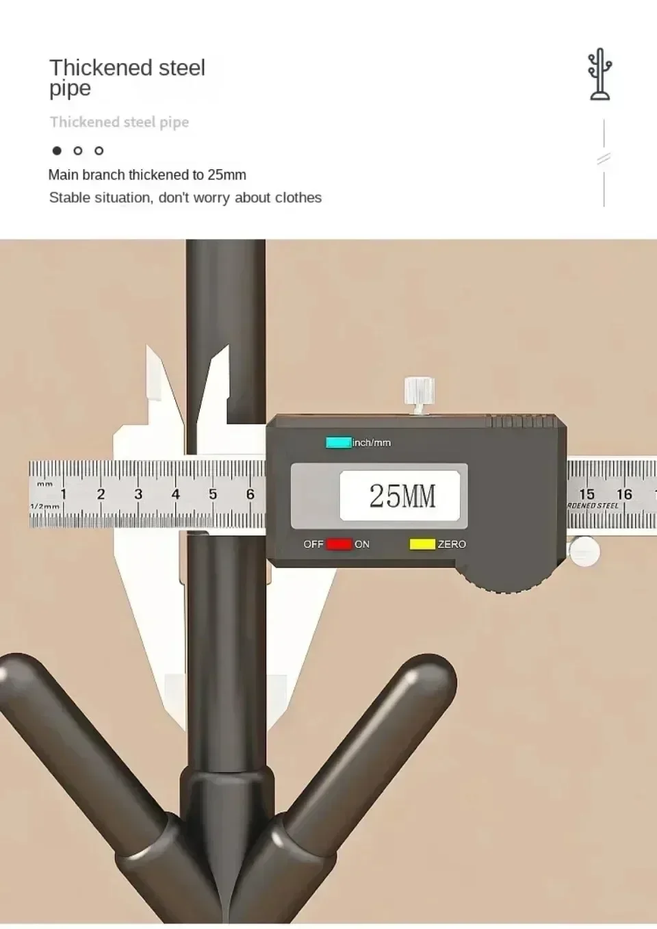 Mobile Floor Standing Multi Hook Clothes Rack Tree Branch Shape Coat Hanger For Home Living Room Bedroom Clothing Storage