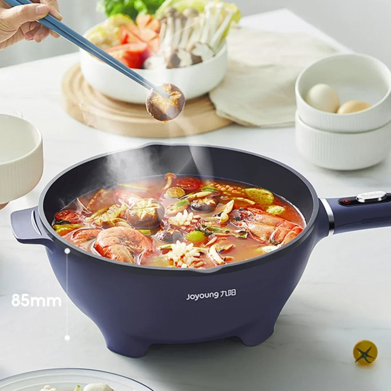 새로운 전기 프라이팬 다기능 전기 냄비 튀김 가정용, 김이 나고 요리하는 모든 기능을 하나의 전기 냄비에 담았습니다.