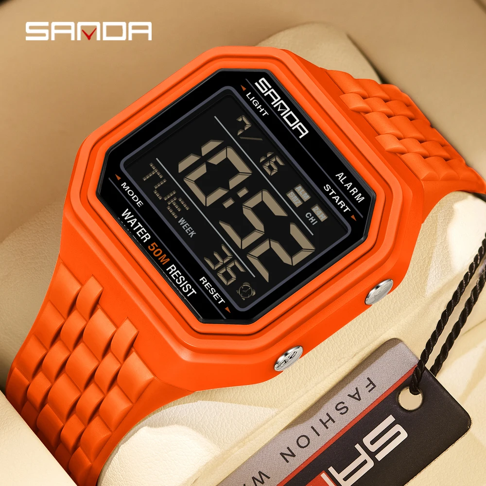 

SANDA 6366 Business Retro Block Sports Electronic Watch, Fashionable Men's 50m Waterproof Night Light Multifunctional Watch 2026