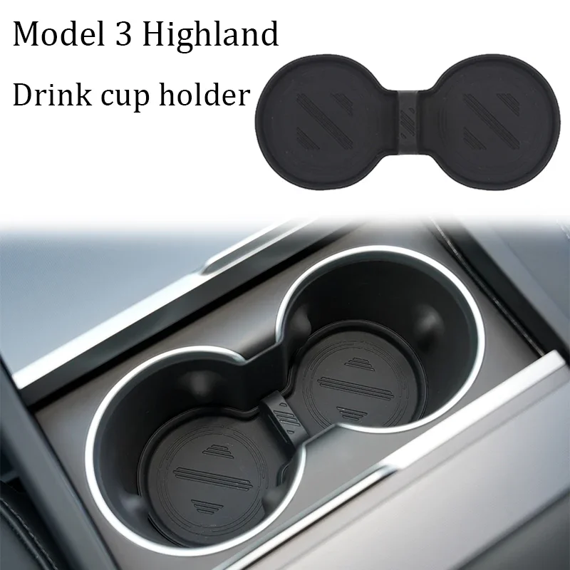 Central Control Storage Box for Tesla Model 3 Highland 2024 Transparent Armrest Hidden Box Silicone Pad Cup Holder Accessories