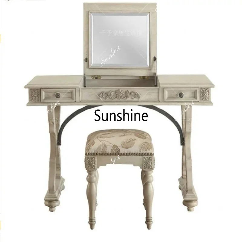 American country solid wood old carved bedroom combination furniture dresser