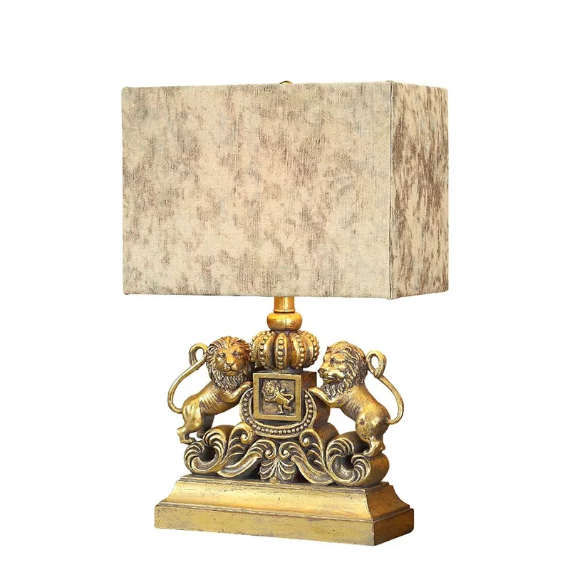 Double Lion American Table Lamp Bedroom Bedside Lamp Creative European Retro Simple Modern Living Room