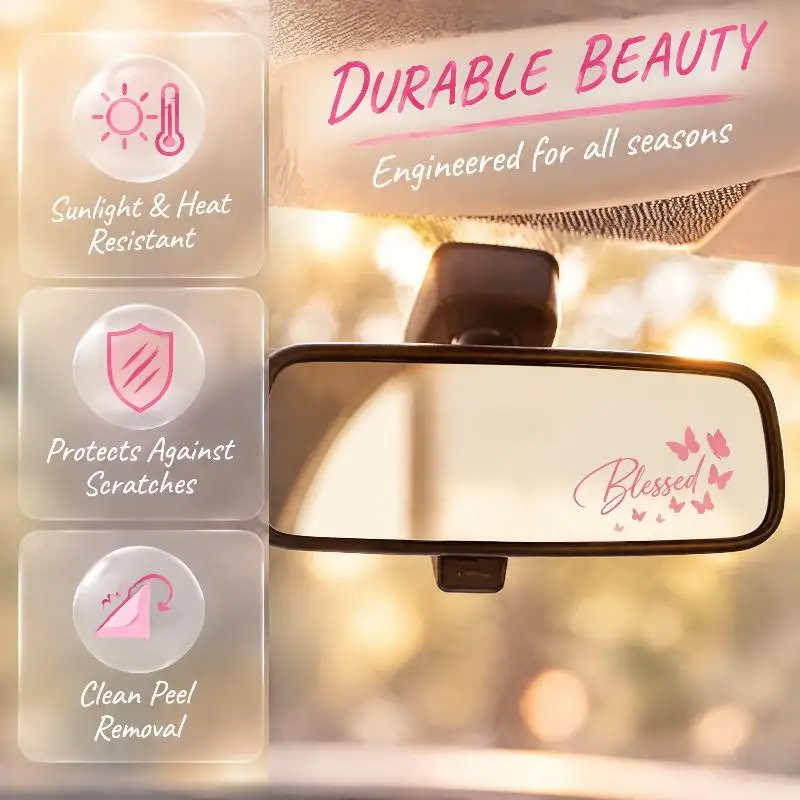 Blessed Butterfly Rearview Mirror Sticker With Scratch Resistance And Easy Removal Perfect For Interior Decor