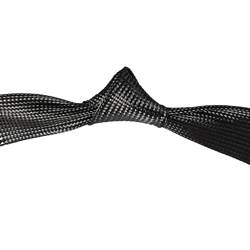 1M-5M Black Carbon Fiber Sleeve ID 4mm-80mm High Temperature Resistant Braided Mesh Tubing Sleeve Corrosion Resistant Tubing
