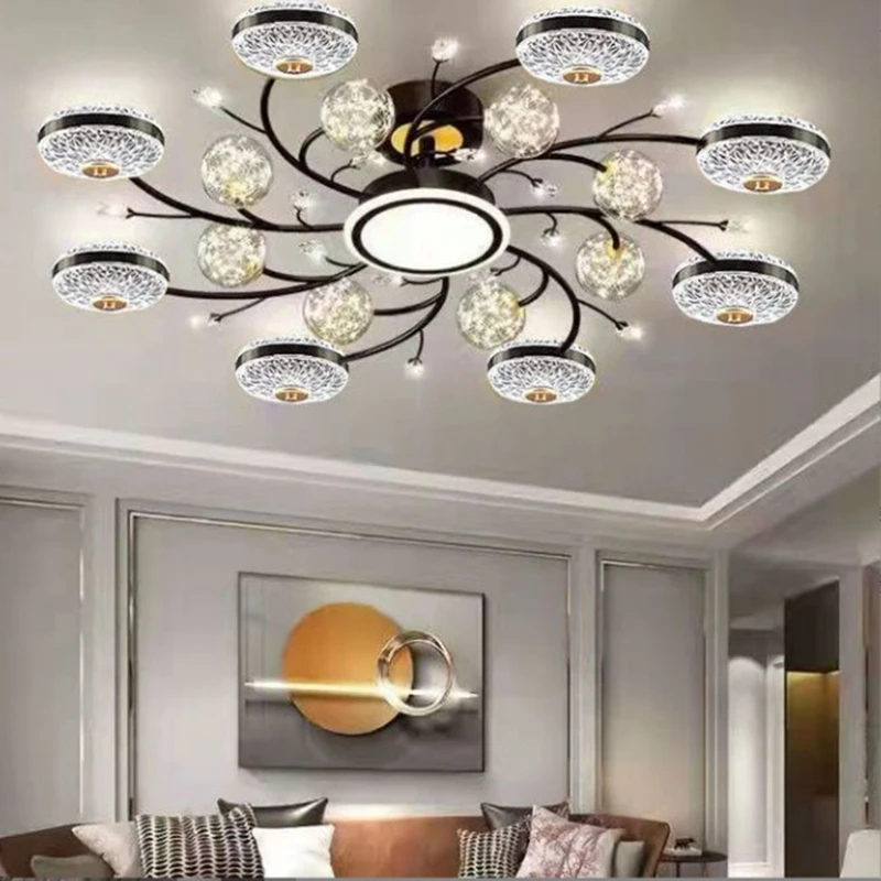 

Crystal Living Room Ceiling Light Modern Intelligent LED Chandelier Gexing Bedroom Restaurant Apartment Indoor Decorative Lamps