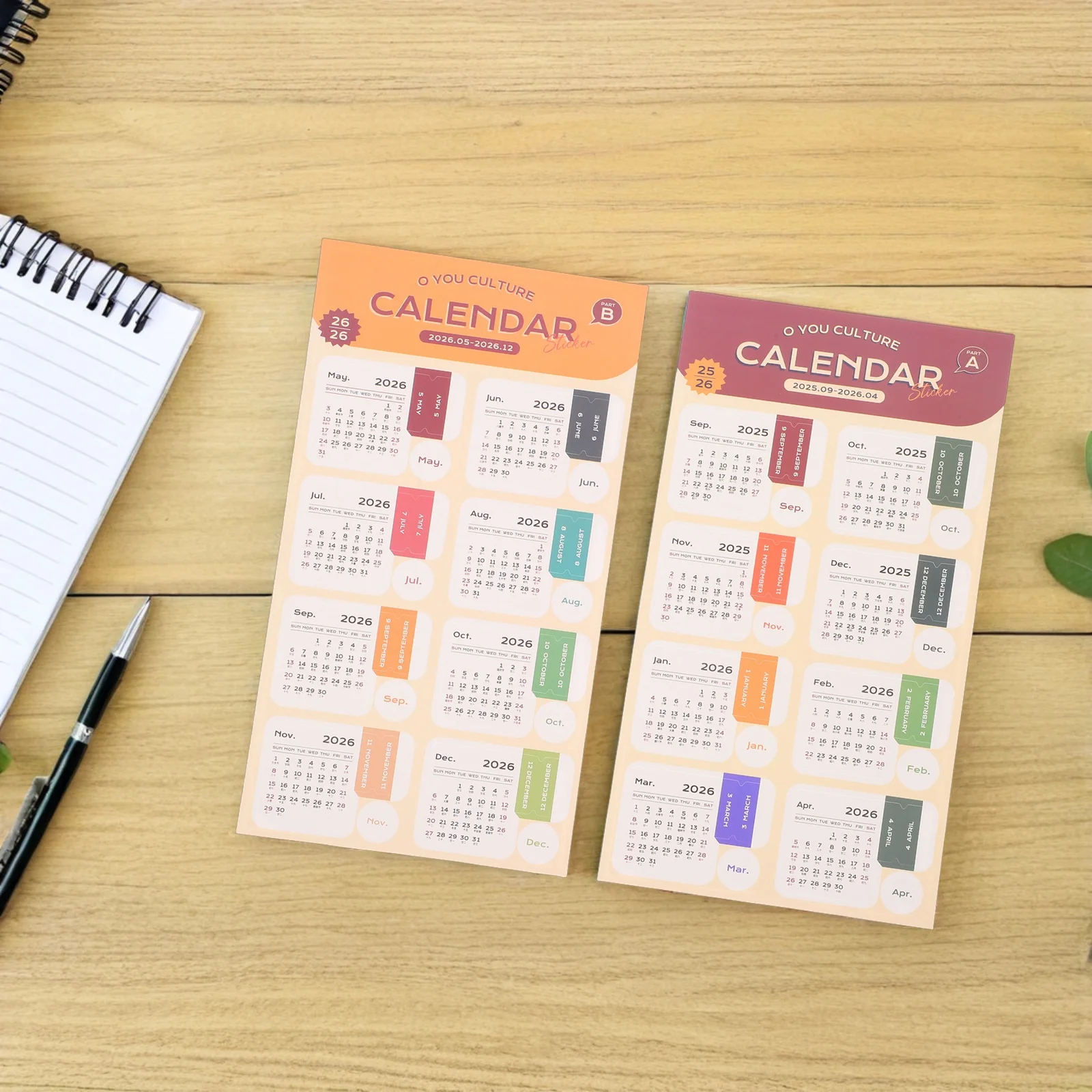 

Monthly Calendar 2026 Color Coded Yearly Diary Dividers Page Markers Schedule Organizer Office Supplies Journal Date