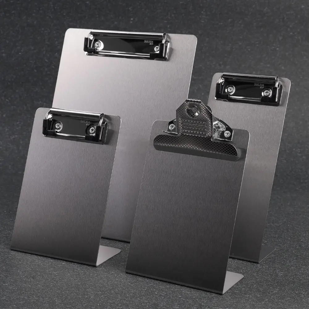Stainless Steel Menu Clip Stand Vertical A4/A5/A7/B6/A6 Bill Clip Rust-proof Multi-Functional Tabletop Loose-leaf Rack