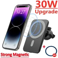 MagSafe Car Charger Mount 30W Fast Wireless For iPhone 17 16 15 Samsung Xiaomi Air Vent Magnetic Phone Holder Stand Qi Charging