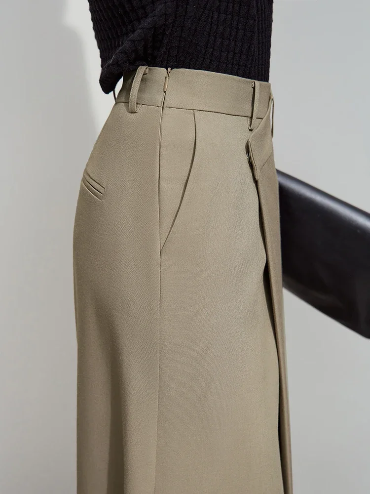 AMII Minimalist Half-body Skirt Women 2025 Spring New Elegant Commuter Anti-wrinkle Asymmetric A-line Slim Long Skirt 12541053