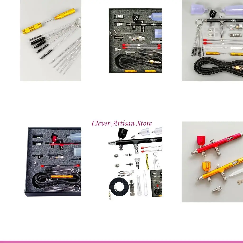 

E06B Guns with 4Pcs Nozzle Set 0.2/0.3/0.5mm Double Action Gravitational Feed Air Brush for Nail Art