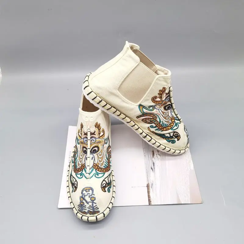 Chinese style mens embroidery high top cloth shoes retro official boots Ancient Hanfu shoes Kungfu Shoes Martial Art Sneaker