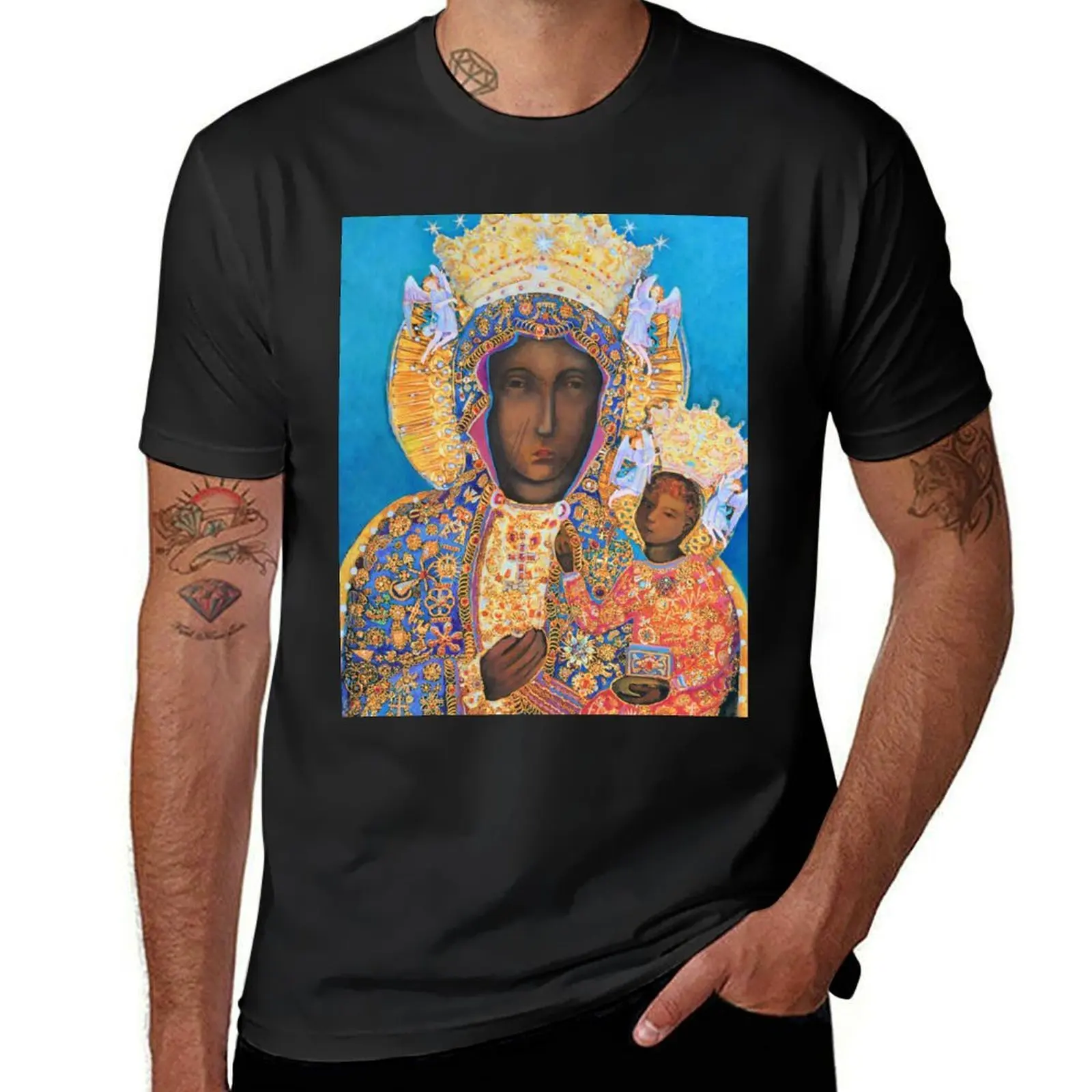 Our Lady of Czestochowa Black Madonna Poland Virgin Mary Painting T-Shirt cute tops anime clothes black t shirts for men