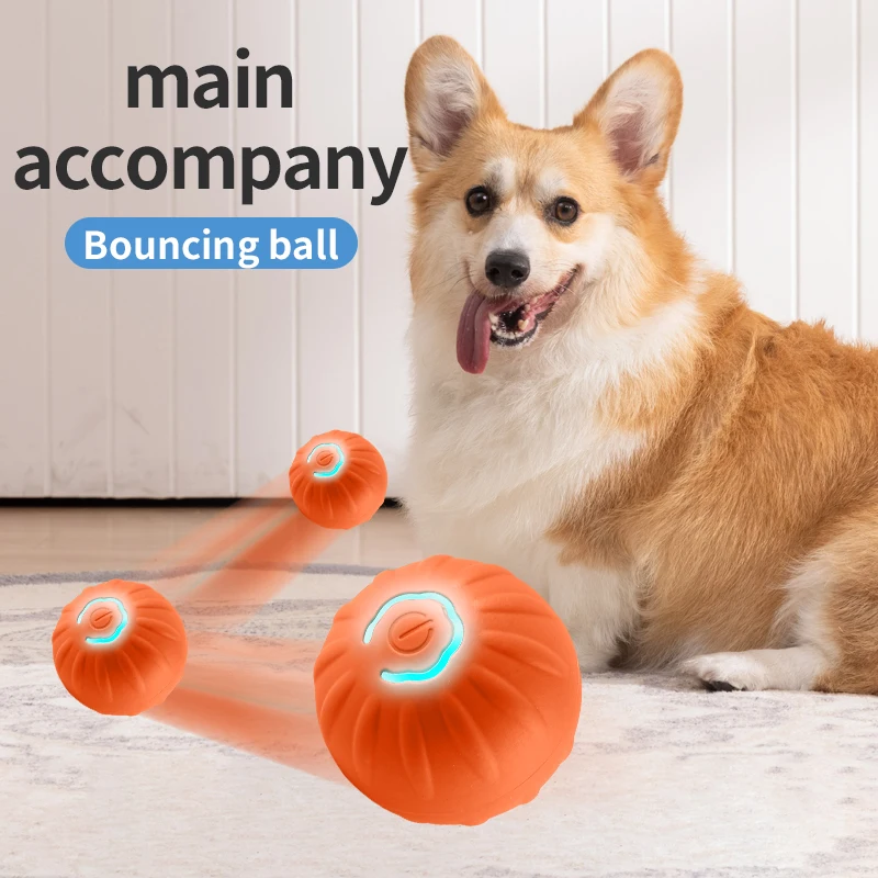 New Smart Jump Ball Dog Toy Electronic Interactive Pet Toy Moving Ball USB Automatic Moving Bouncing for Puppy Birthday Gift