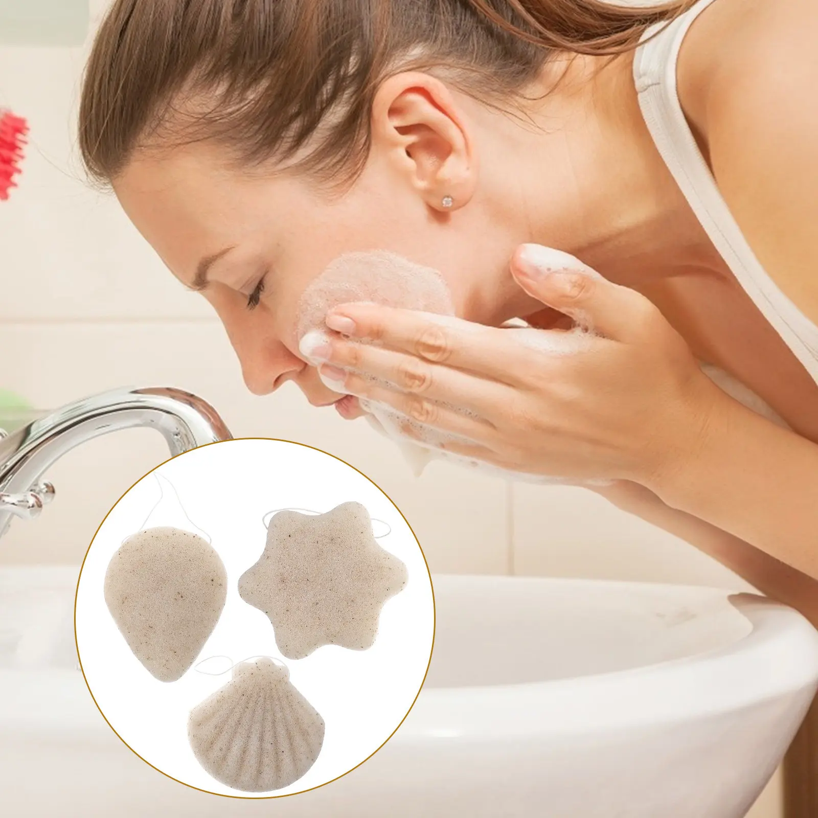 

Набор из 3 мягких натуральных отшелушивающих спонжей-пуховок из конжака для глубокого очищения лица, снятия макияжа и ухода за кожей