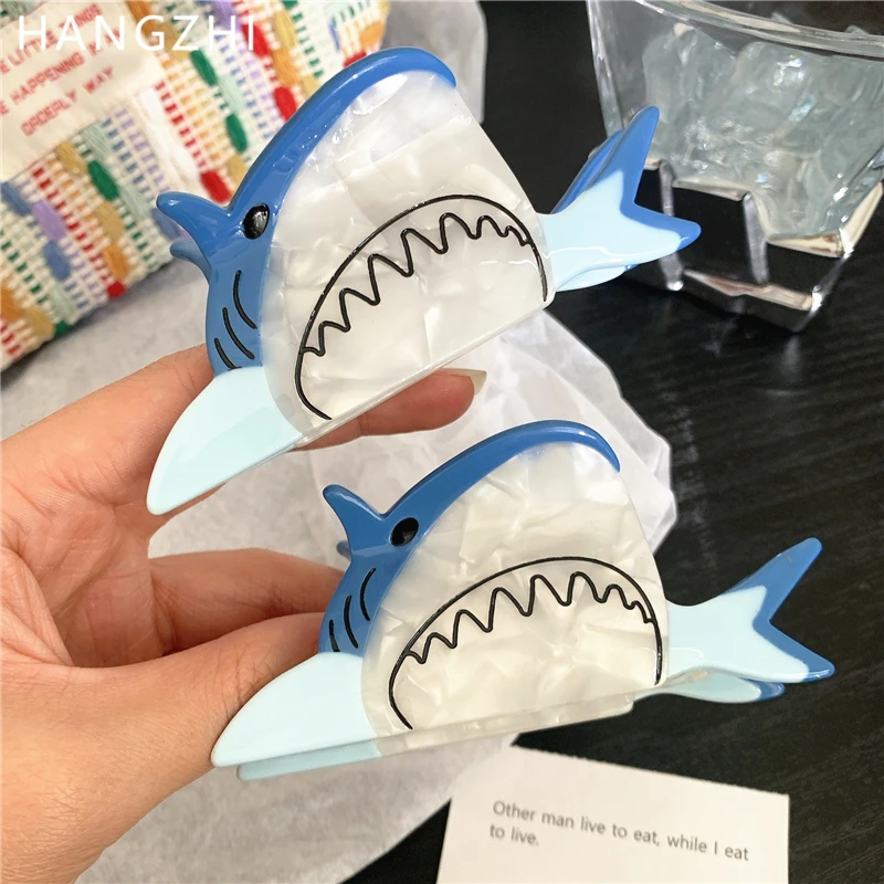 HangZhi Cute Whale Animal Hair Claw Acetic Acid Shark Clip Hair Ponytail Clip 2024 New Headwear Hair Jewelry Accessories