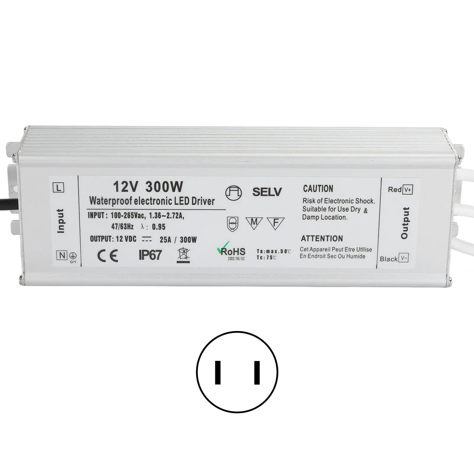 

AliExpress product title: LED Driver Waterproof IP67 Constant Voltage Power Supply Transformer Adapter 300W AC100265V