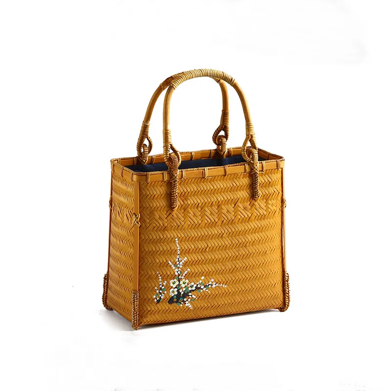 

Basket Japanese Handbag, Crossbody Retro Bamboo Bag Tea Man Handbag Bamboo Handbag