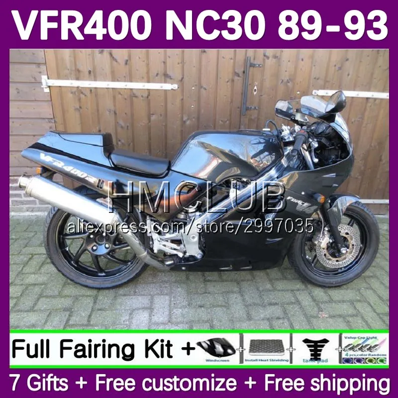 Fairing For HONDA VFR400R VFR400 RVF VFR 400 R RR 400R 1989 1990 1991 1992 1993 42No.29 RVF400R NC30 89 90 91 92 93 black grey