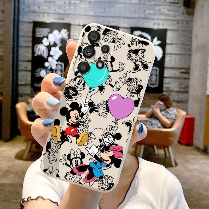 Disney Mickey Mouse Cartoon Balloon Liquid Left Rope For Samsung Note 20 10 A54 A31 A14 A03 A22 A34 A04 A24 Ultra Plus 5G Soft