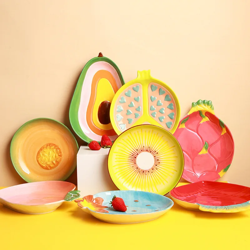 Creative Cartoon Fruit Shaped Ceramic Salad Bowl Soup Bowl Family Fruit Snack Plate Tableware Kitchen Utensils Accessories