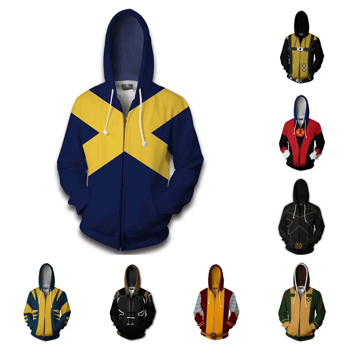 Movie X Men Hoodies Scott Summers Hooded Cyclops Wolverine Cosplay Jacket Phoenix Printing Sweatshirt Zipper Hoody Clothes Coat