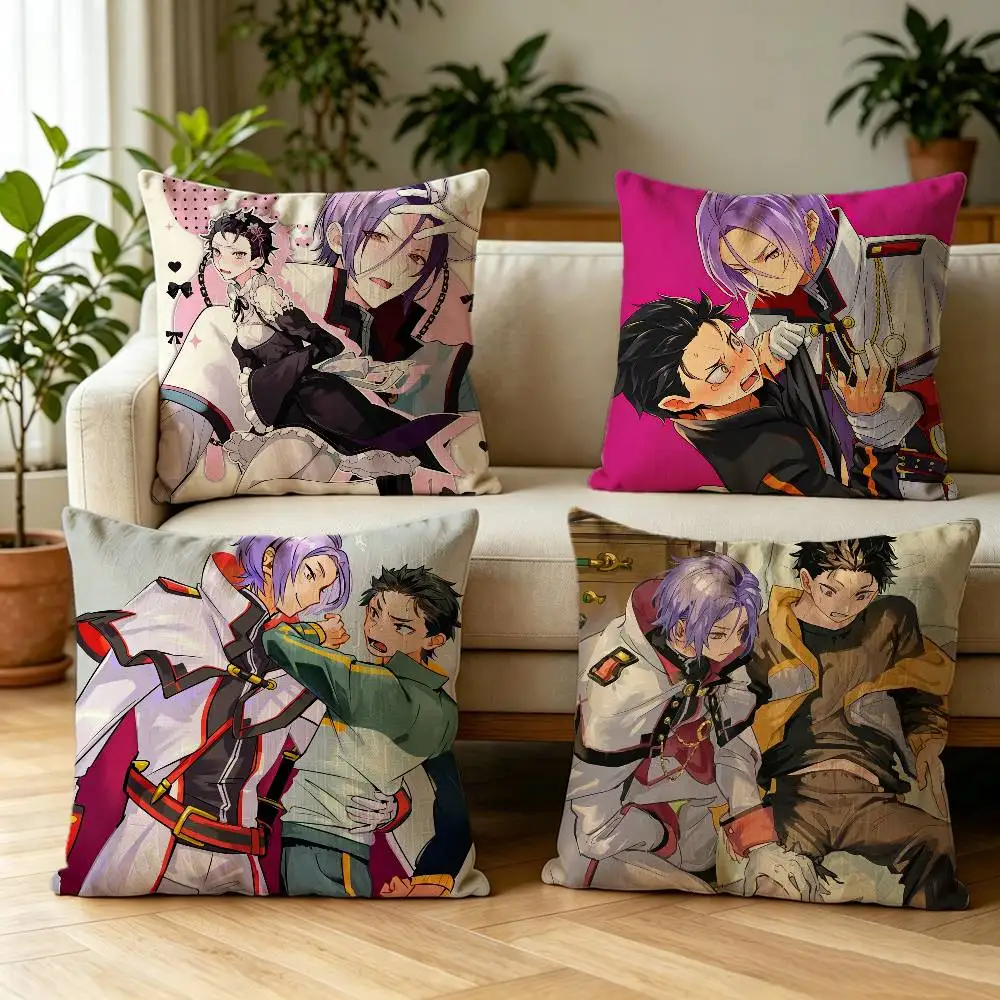 

Natsuki Subaru and Julius Juukulius Double-sided print Pillow Case for Sofa Living Room Home office Decor Protective Cover