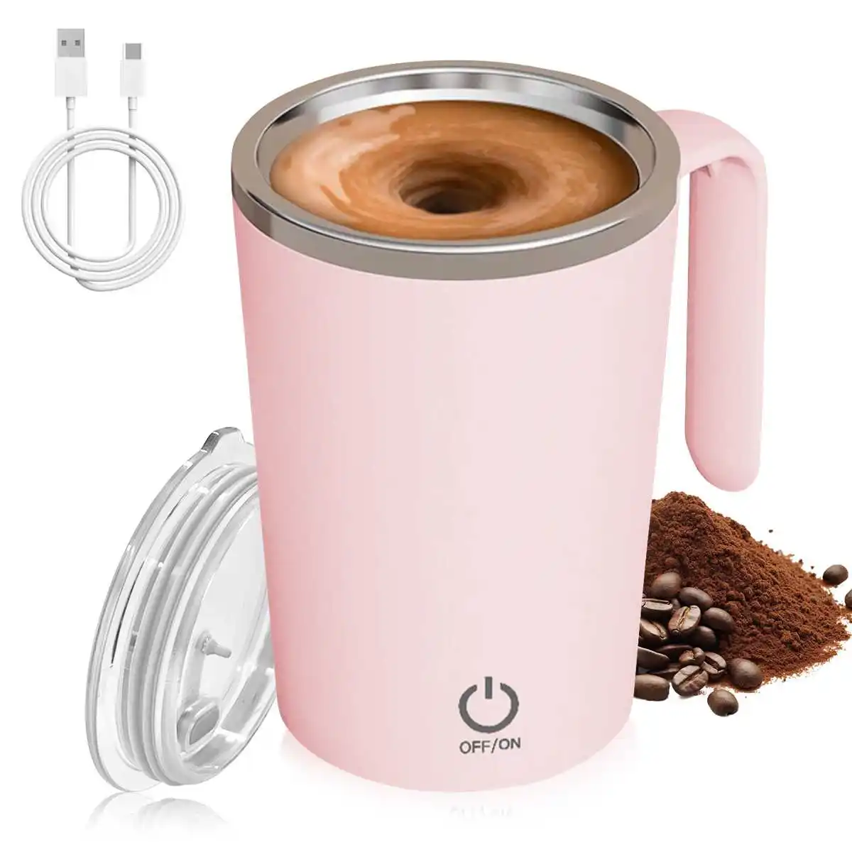 Rosa USB Lade Mischbecher Haushalt Tragbare Elektrische Sojamilch Milchshake Tasse Transparente Wasser Tasse Kaffeetasse Büro Becher