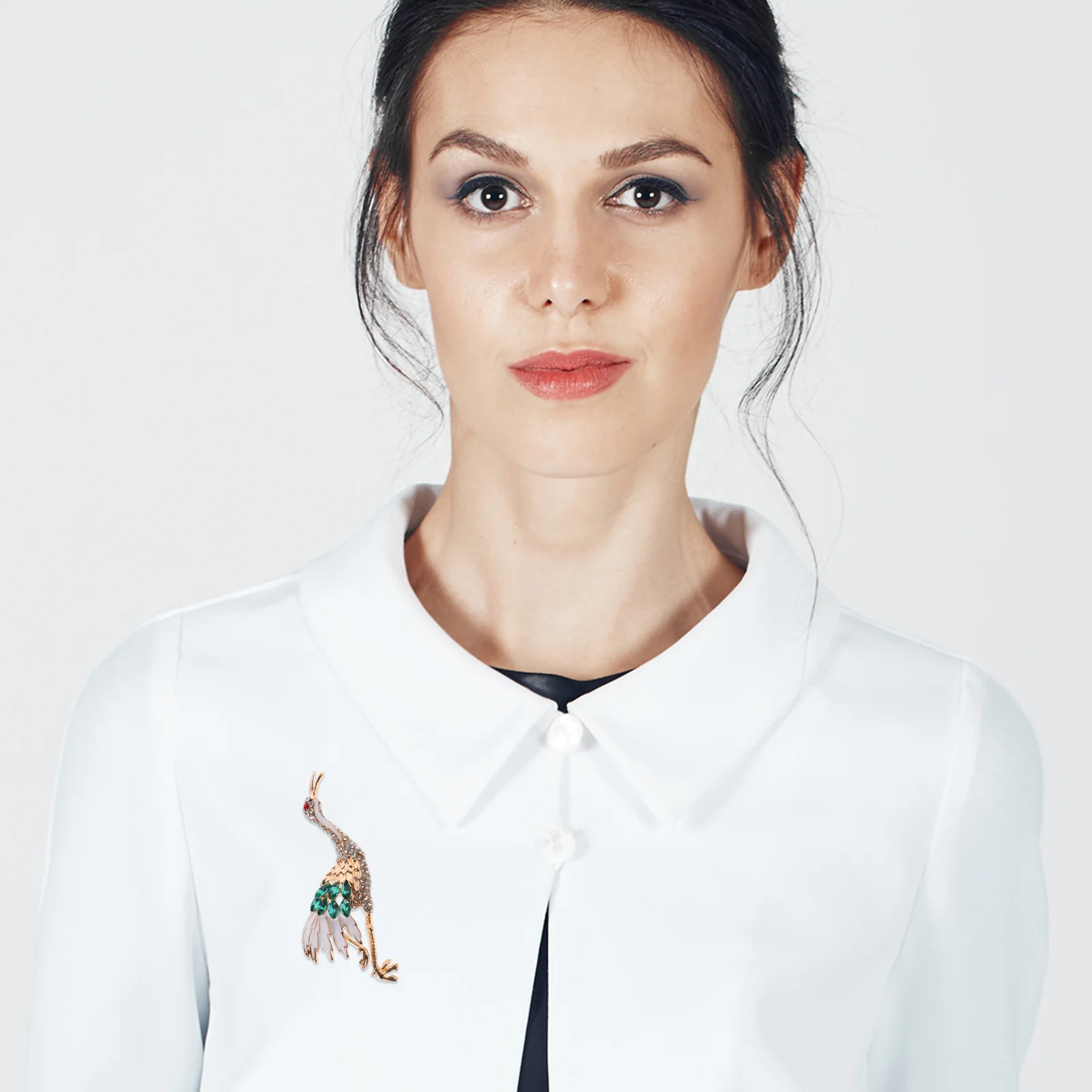 

2Pcs Alloy Crane Brooch Rhinestone Pearl Clip Decoration for Wedding Party Prom Dress Accessories Brooch Pin Breastpin