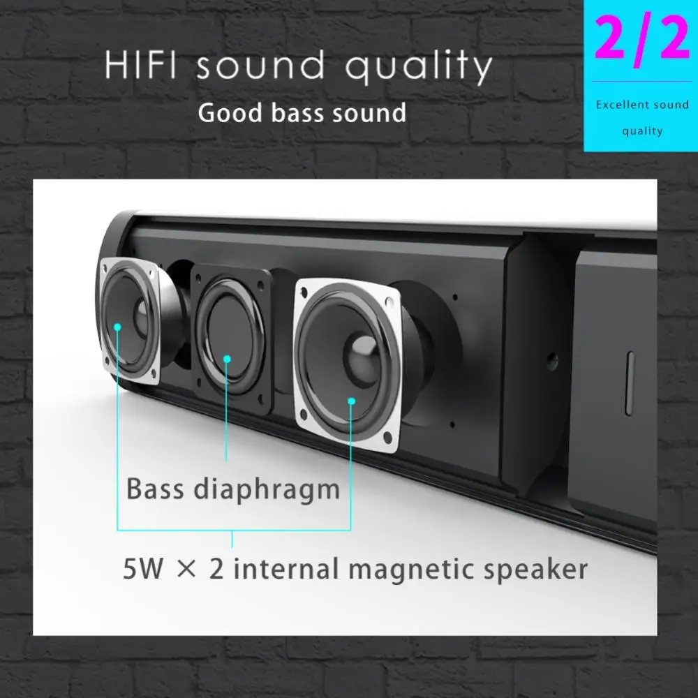 BS-41A Wall Mounted Bluetooth Speaker Multifunctional TV Bar Speaker Portable Wireless Subwoofer Home Theater Sound System TF FM